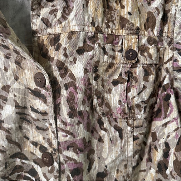 Chico’s Utility Button Jacket Abstract Animal Print Cotton XL Plus Casual - Picture 4 of 8